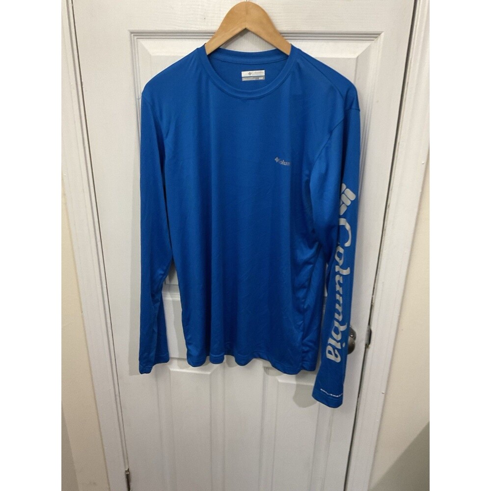 Columbia Shirt Mens M Blue PFG Terminal Tackle Long Sleeve Fishing Performance